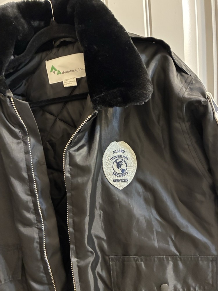ALLIED UNIVERSAL Security Services Jacket Coat Lined L Black Pockets