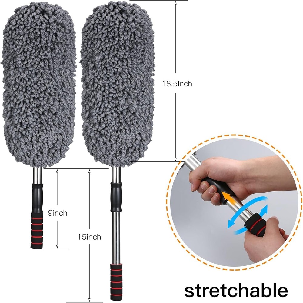 Large Microfiber Car Duster Kit - Extendable Handle for Interior & Exterior Use