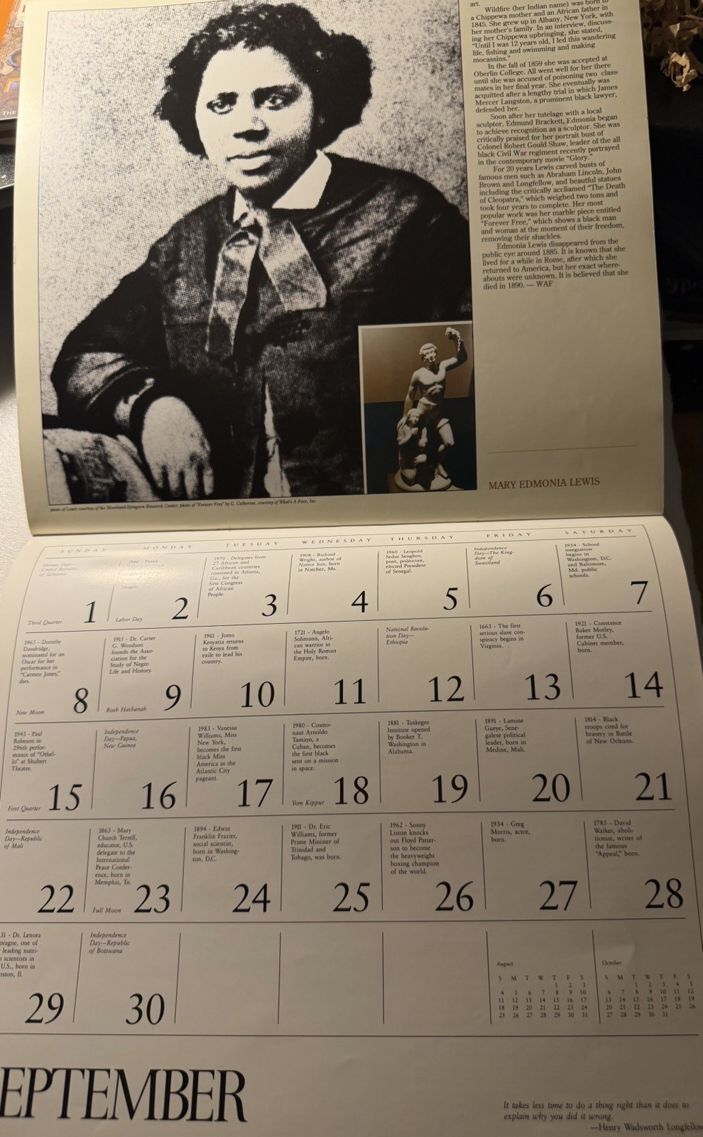 Vintage 1991 Calendar “A Journey Into 365 Days Of Black History”
