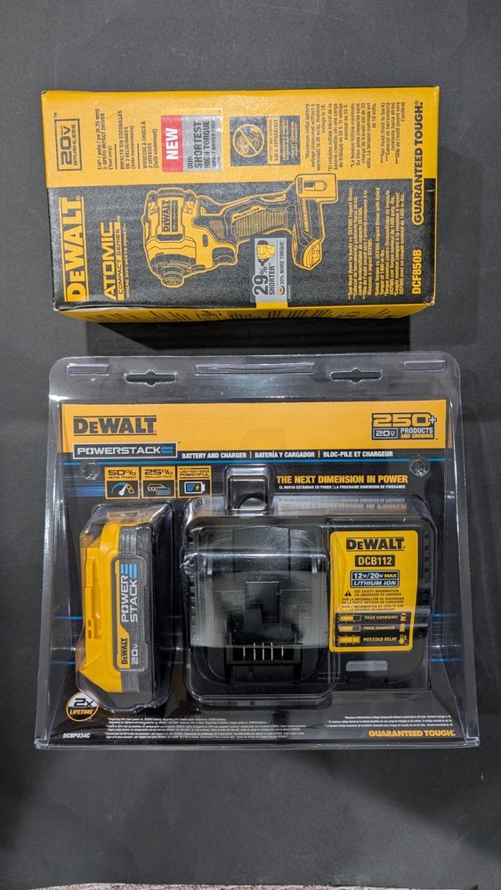 DEWALT 20V DCF850 Impact Driver + 2 Ah Powerstack Battery DCBP034C Starter Kit