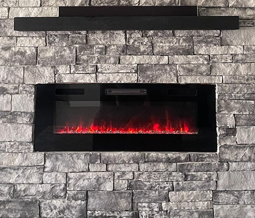 Chimenea Electrica De Calentador Empotrado Pared Remoto Ultrafino 12 Colores 50"