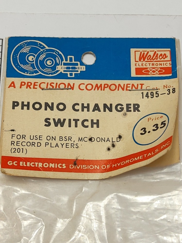 WALSCO ELECTRONICS PHONO CHANGER SWITCH 1495-38 (NOS)
