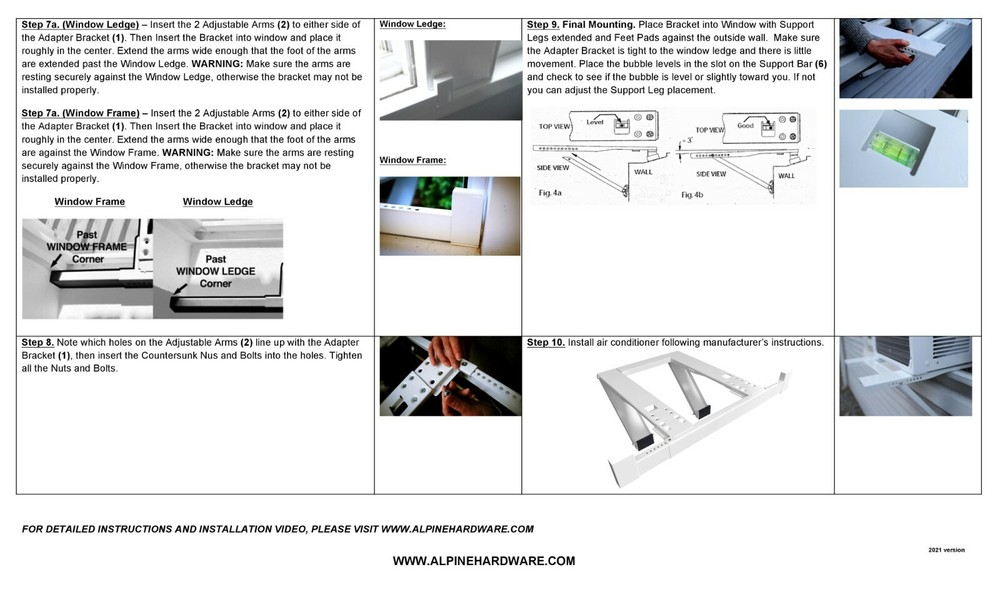ALPINE HARDWARE Drill-Less Universal Window Air Conditioner Bracket - Window AC