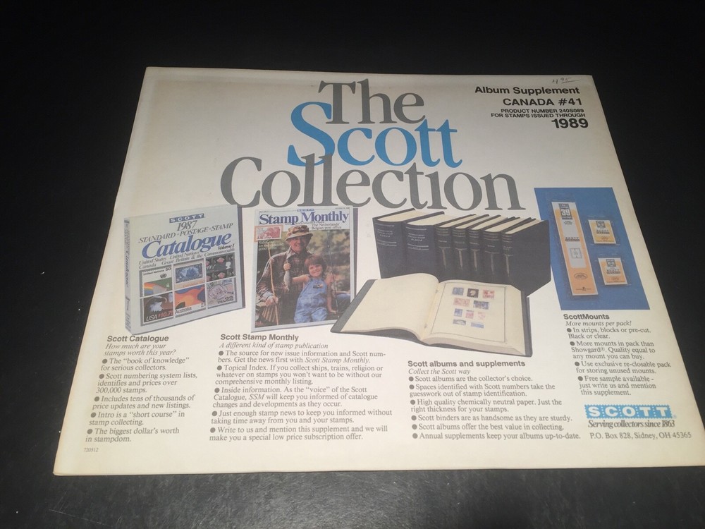 Scott Canada Stamp Album Pages Supplement #41 - 1989- New