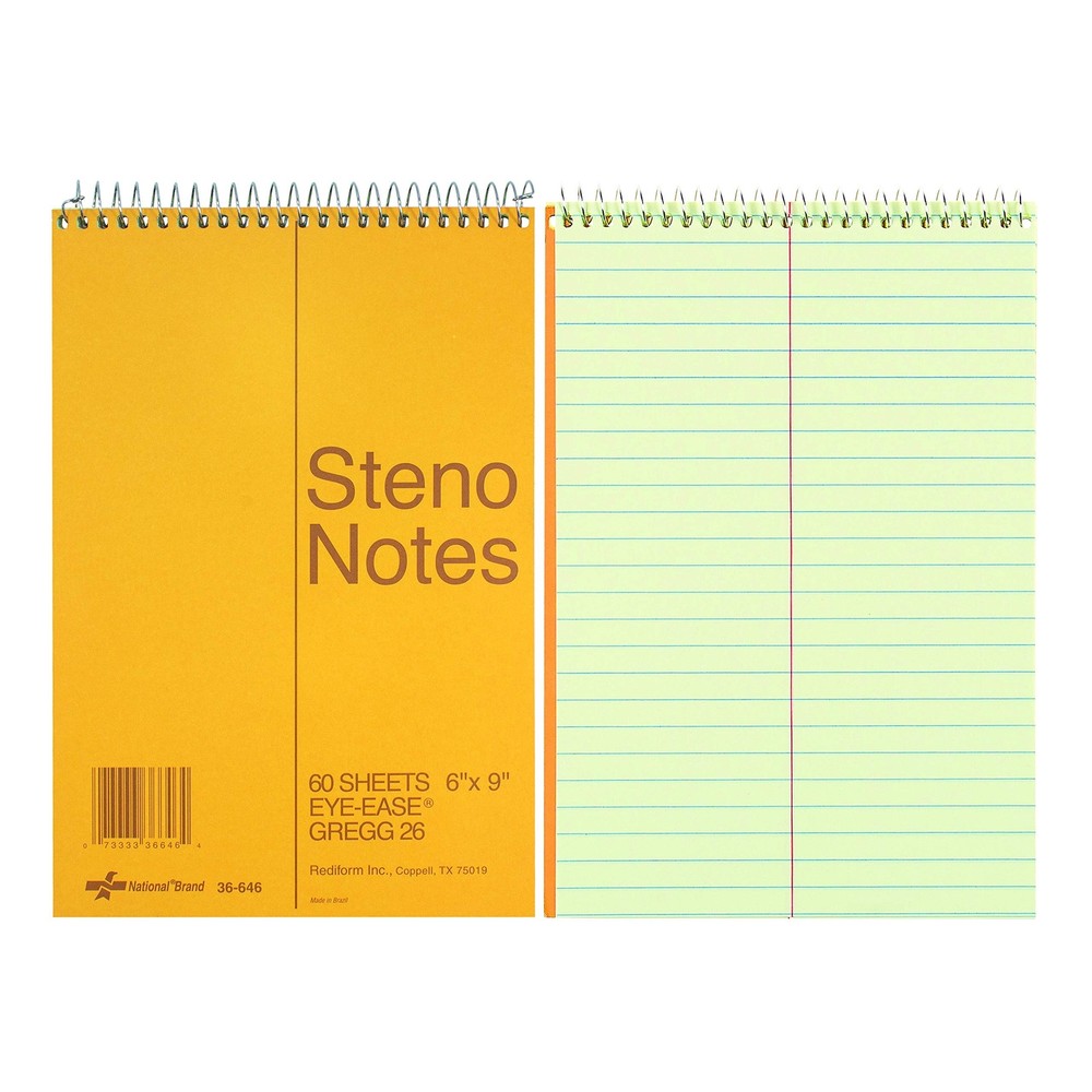 Rediform Wirebound Steno Notebook - 60 Sheets - Wire Bound Light Blue Margin ...