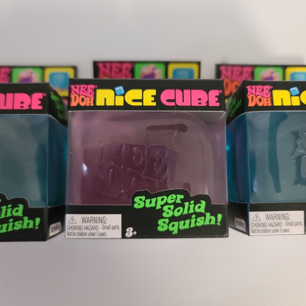 Nee Doh Nice Cube Schylling Super Solid Squish Toy Blue Purple