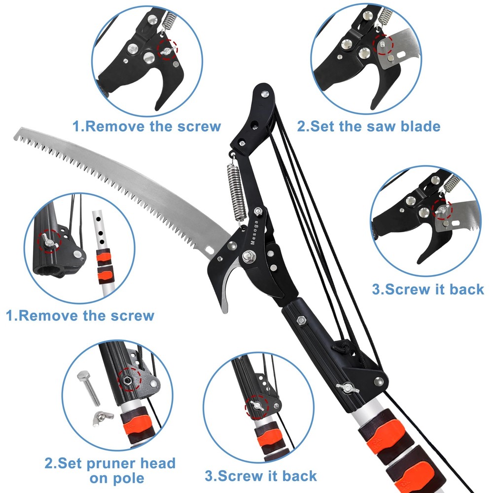 Tree Trimmer Pole Saw 4.9-13FT, Tree Pruner Extendable, Long Handle Pruning S...