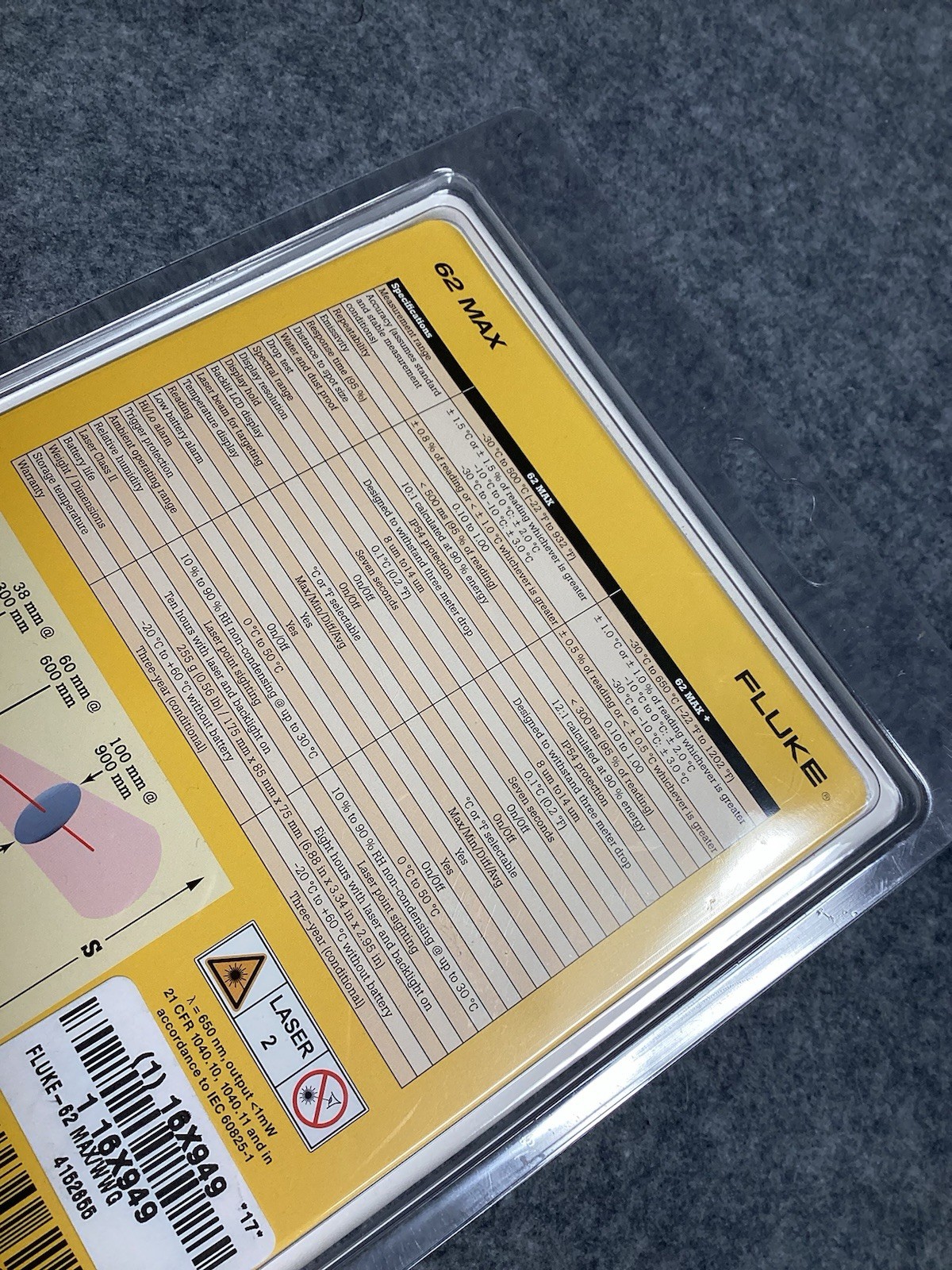 Fluke - 62 MAX - Infrared Handheld Laser Thermometer -22° to 932 - W/Battery