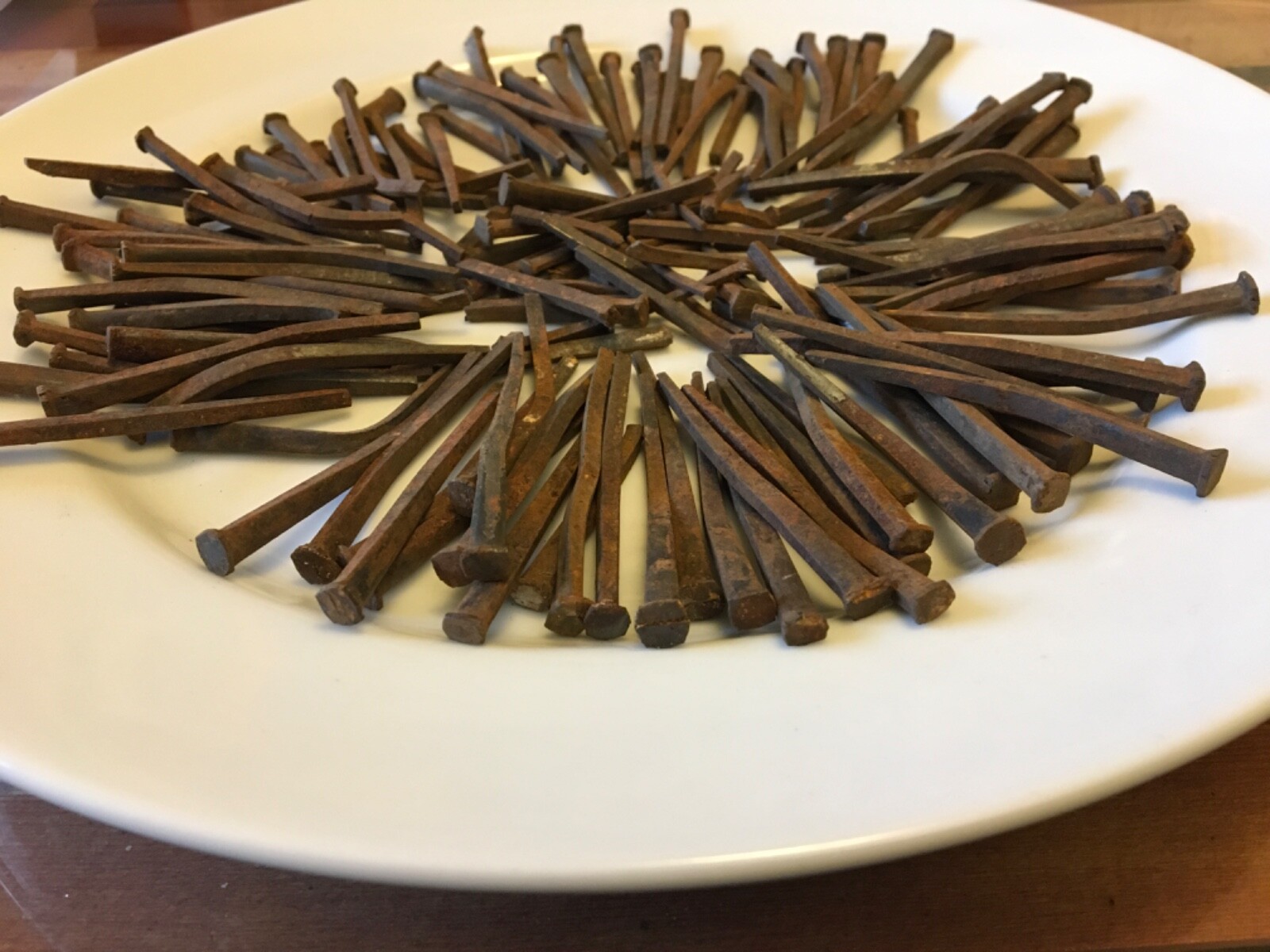 120+ OLD HAND CUT SQUARE HEAD 2 1/2” NAILS, RUSTY 1800’S 1900’S No25