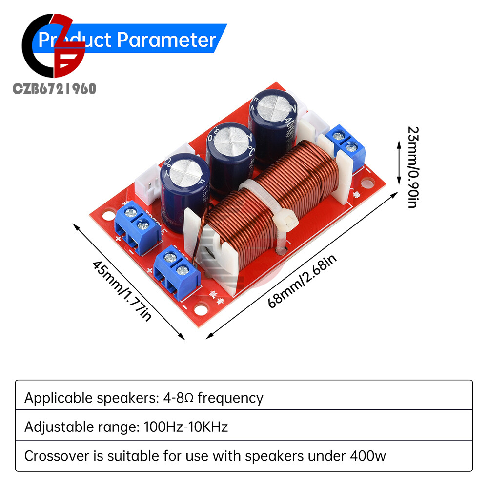Speaker Frequency Divider Audio Crossover Board 2 Way 100Hz-10KHz Adjustable