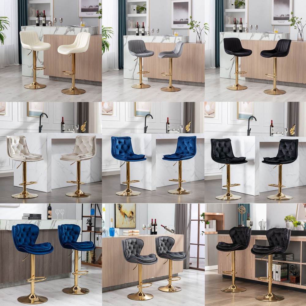Modern Swivel Bar Stools Adjustable Height Bar Chairs Kitchen Dining Chair US
