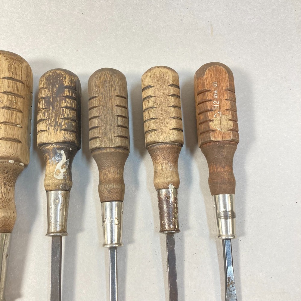 Mac Tools Screwdriver 7 Pc Flat Slotted Wood Handle USA