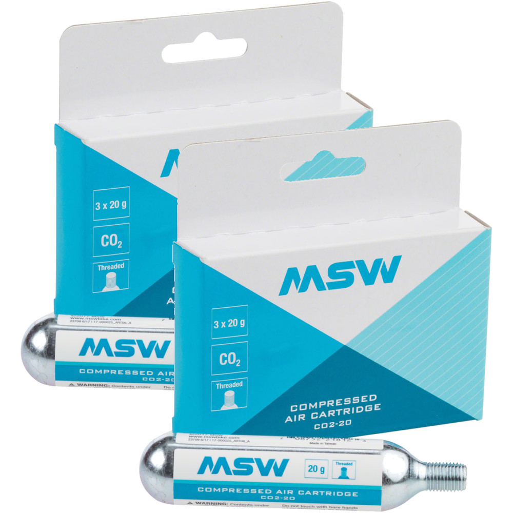 MSW CO2-20 Compressed Air Cartridges 20g, Threaded, 3-Pack Compatible with All