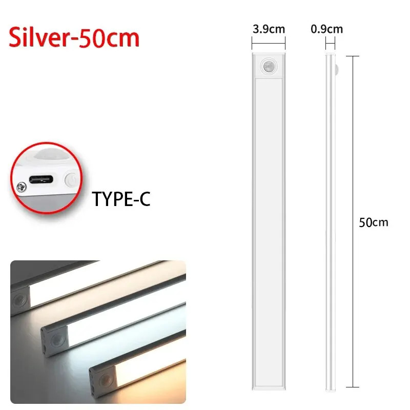 LED Motion Sensor Under Cabinet Light USB Rechargeable Kitchen Night Light