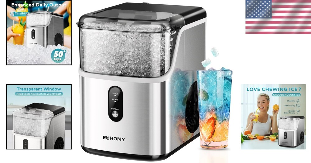 Sleek Pebble Ice Maker with Automatic Cleaning - Perfect for Entertaining