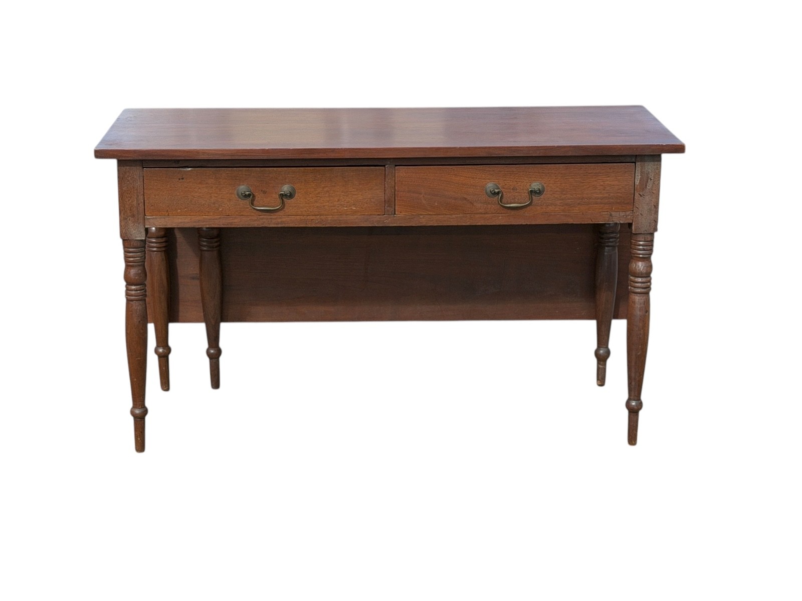 Antique Sheraton 2 drawer console work foyer table walnut 1820 country farmhouse
