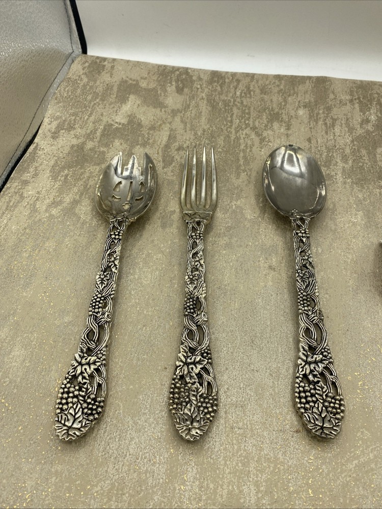 Godinger Made for Neiman Marcus, Grapevine Silver Plated 3 Piece Serving Set 9”