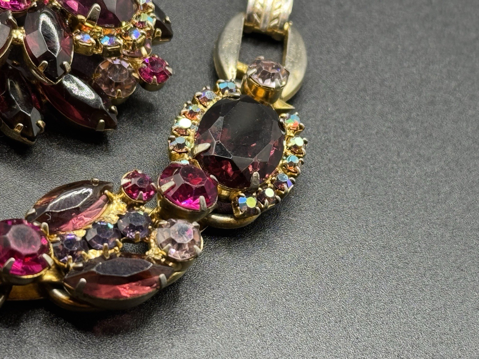 Vtg Juliana Delizza Elster 5-Link Bracelet +Brooch Lavender Mauve Hot Pink As-is