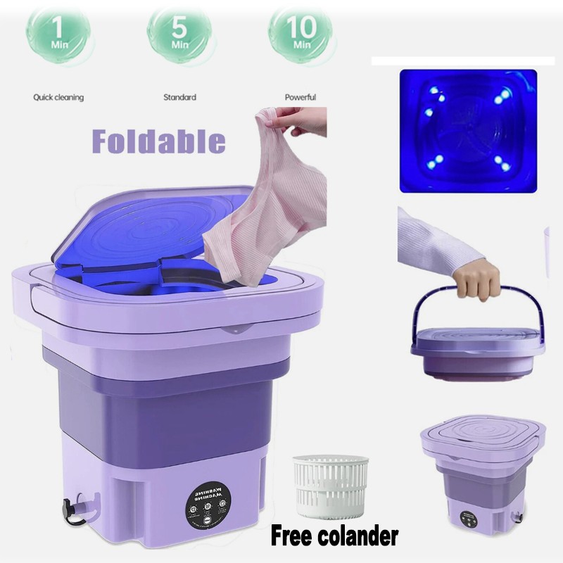 36W Portable Folding Mini Washers - Quick Spin Dry, Timer, Travel-Friendly