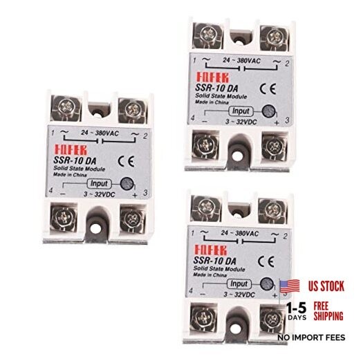 Solid State Relay Single Phase Semi-Conductor Relay Module Input 3pcs SSR-10DA