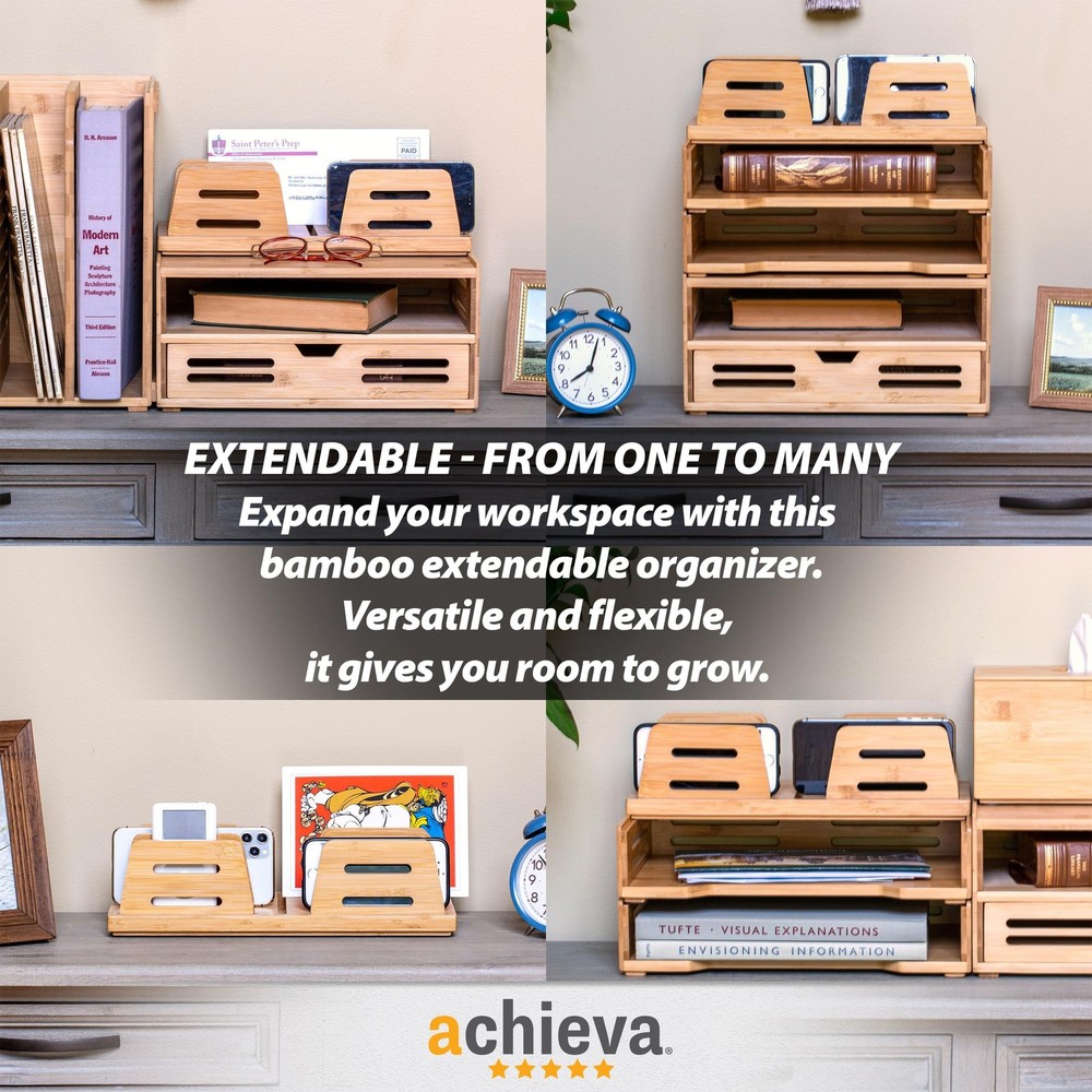 Achieva Bamboo Small Adjustable File Sorter (71003)