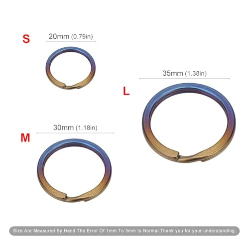 3-Pack Titanium O-Ring Keychain Kit, Quick Release Split Rings 20mm*3 Bluing