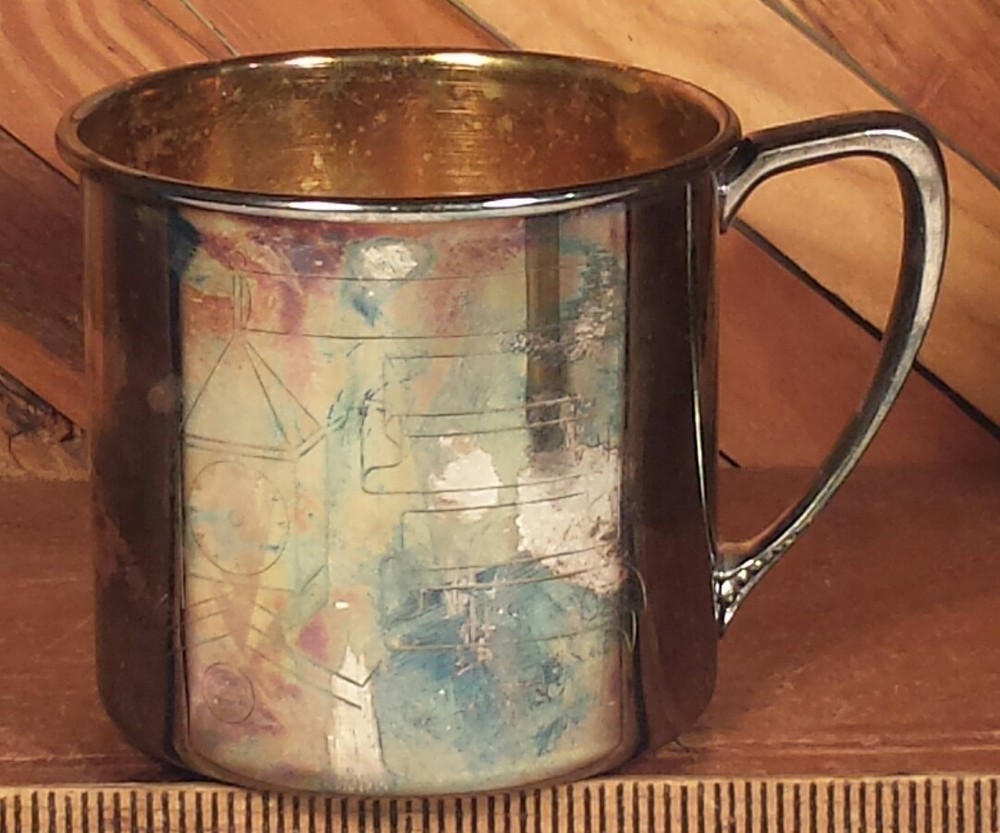Oneida Silversmiths Silver Plate Baby Cup Christening Shower Birth Gift