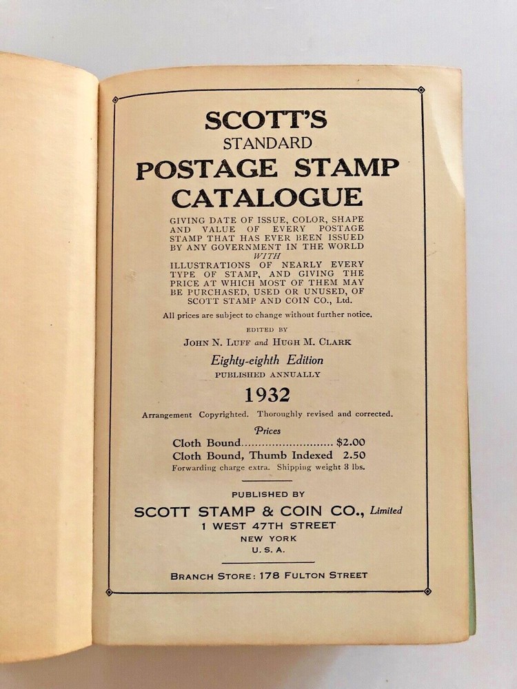 1932 Scott Standard Postage Stamp Catalogue
