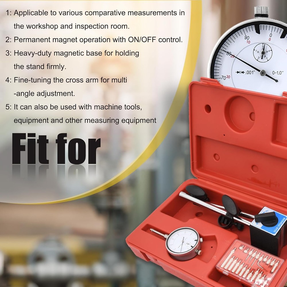 Dial Indicator with Magnetic Base and Point Precision Inspection Set, Dial Test