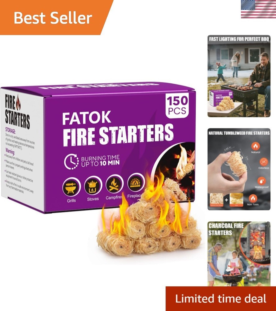 150pcs Fire Starter, Natural Tumbleweed Fire Starters for Campfires, Fireplac...