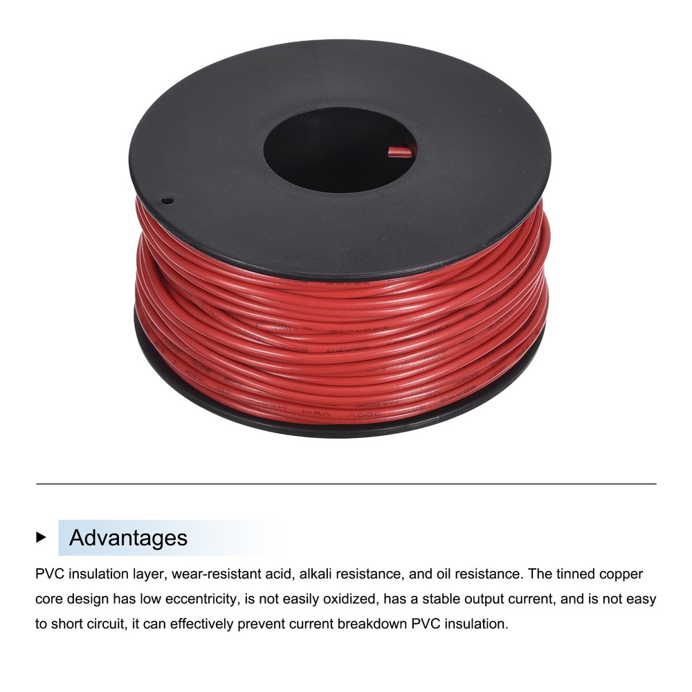 22AWG Stranded Wire Hookup 30M/100ft Red Electrical Wire UL1007 Spool