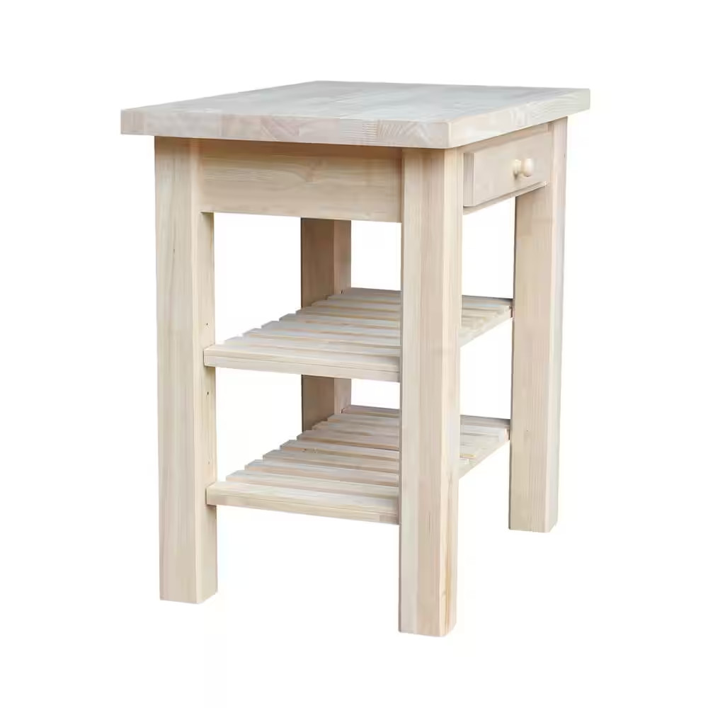 Unfinished Kitchen Utility Table with Drawer