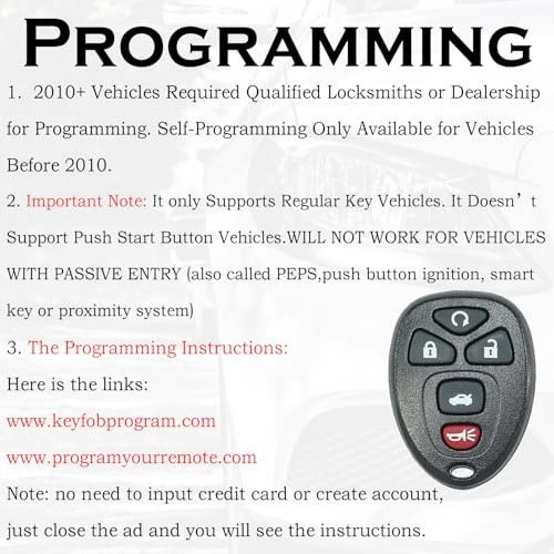 Keyless Entry Remote Start Control Key Fob Replacement Fits for Five Button