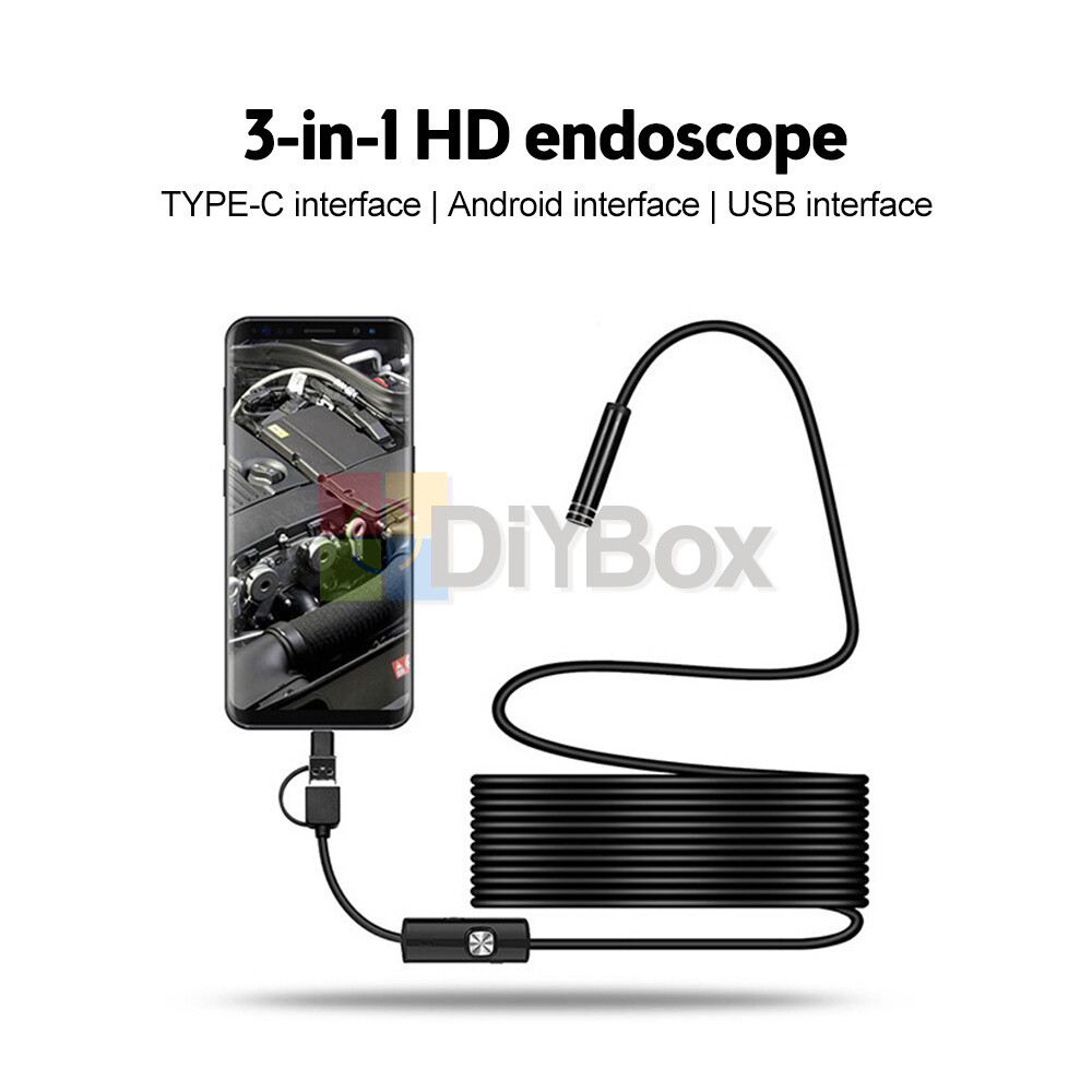Endoscope Borescope w/ 6LED Mini Inspection USB Camera Scope Borescope 1/3.5/5m