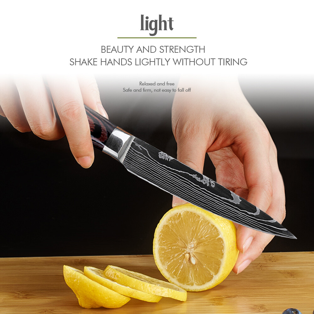 Kitchen Knife Set Japanese Damascus Pattern Chef Knives Stainless Steel Cleaver