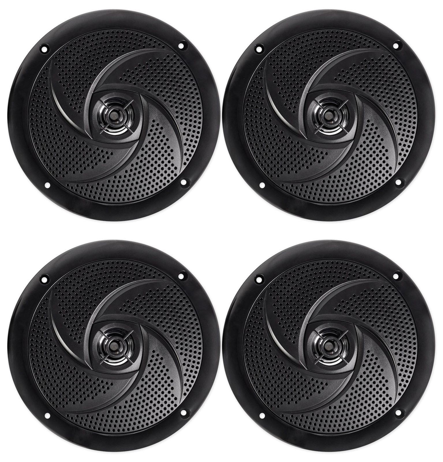 (4) Rockville RSM65B 6.5" 640 Watt Waterproof Shallow Slim Marine Boat Speakers