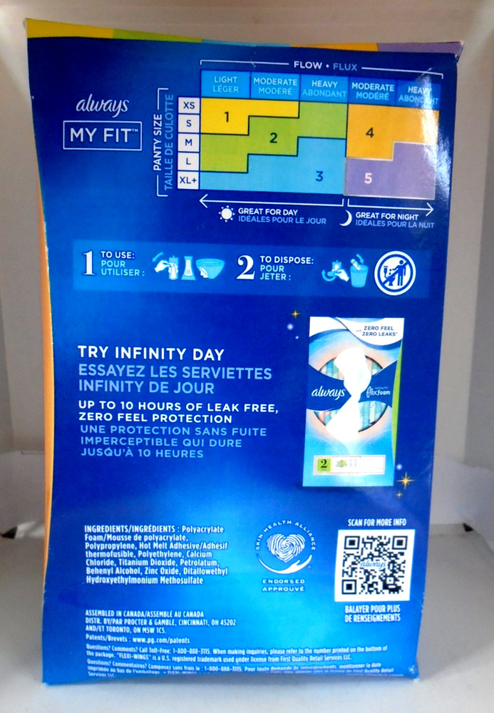 Always Infinity Flex Foam Size 4 Overnight Protection (3 Pack) - 26 Pads Each