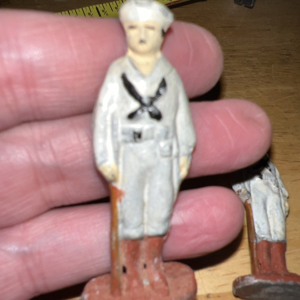 3 Vtg Die Cast Navy Sailor Mini Figures