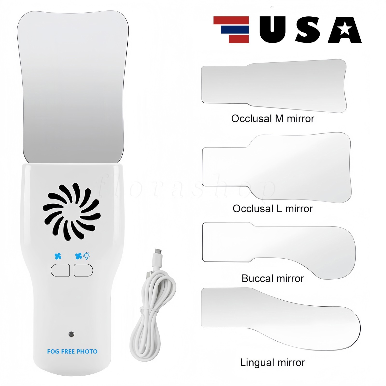 LED Dental Anti-Fog Mirrors Set Fog Free Intraoral Photography Stainless Steel