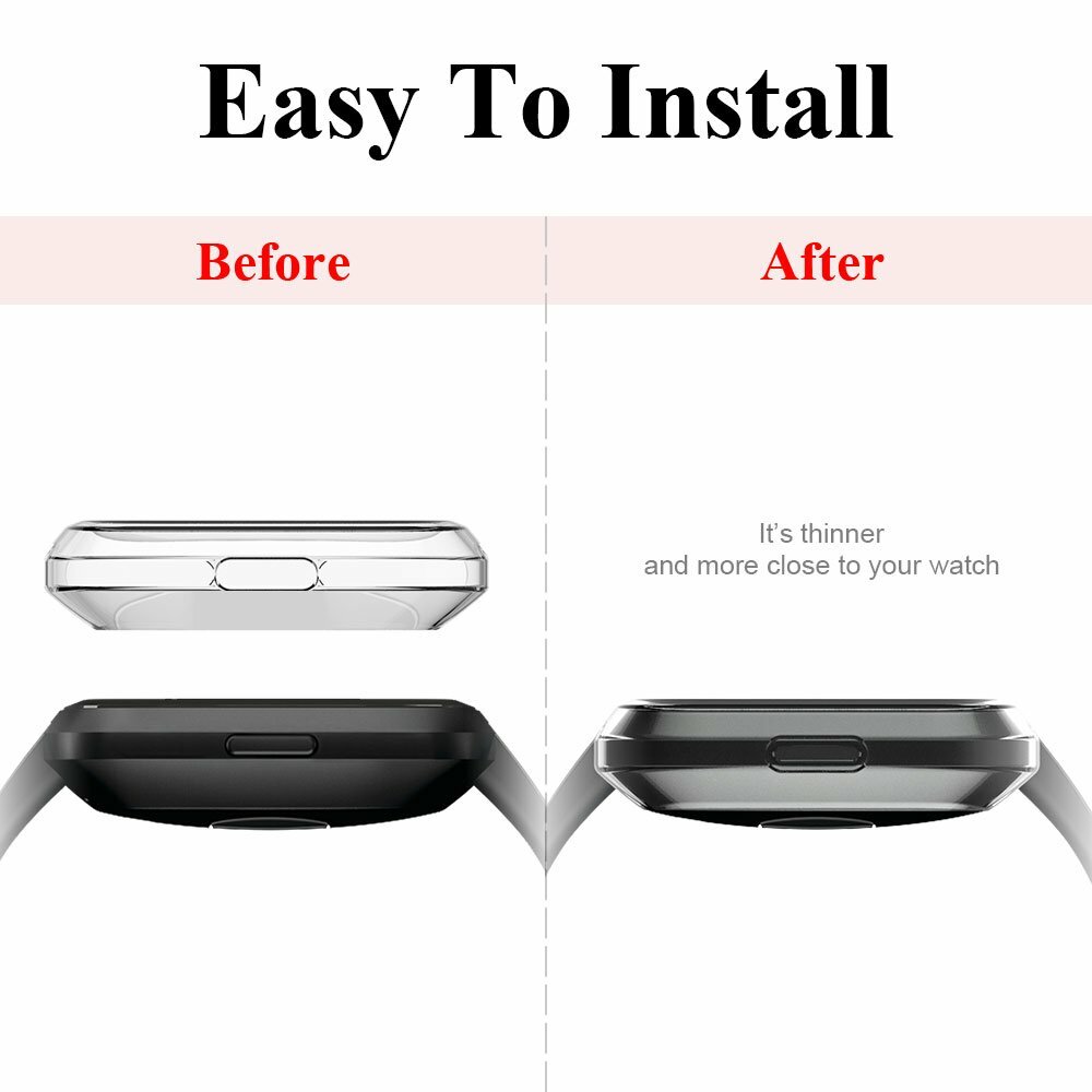 Silicone Protective TPU Frame Cover Case with Screen Protector For Fitbit Versa