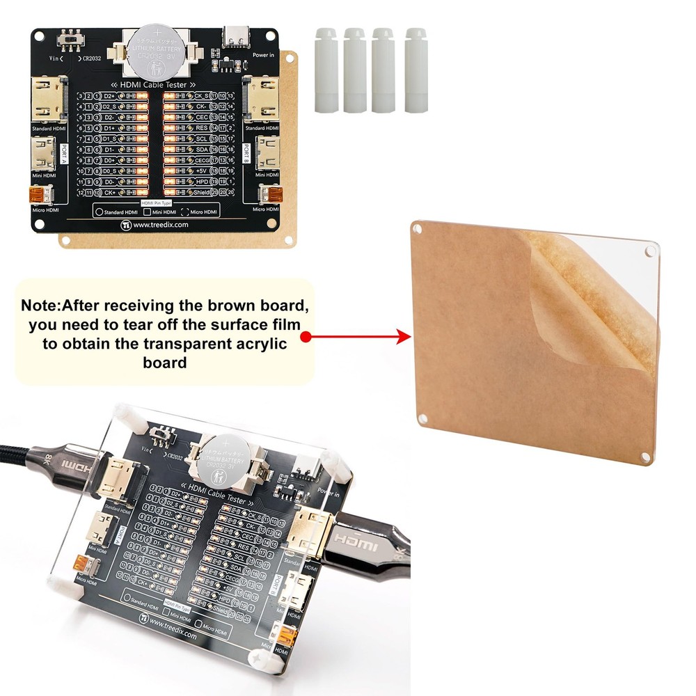 Treedix Cable Tester Board for HDMI Checker 20 LED Light Black