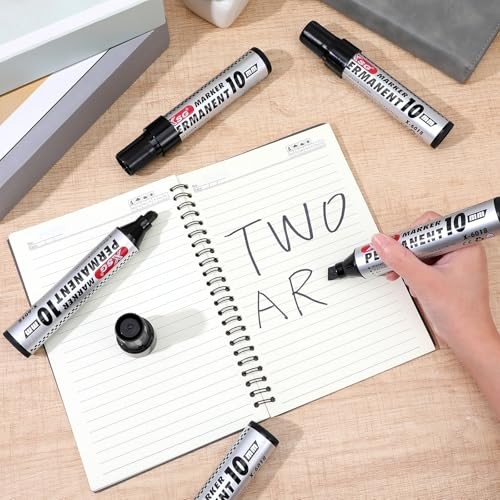 24pcs Extra Large Chisel Tip Black Thick Permanent Markers Set Jumbo Permanent