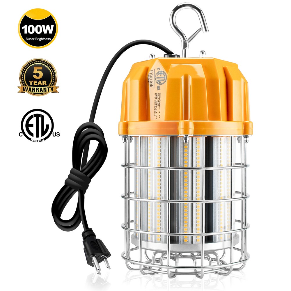 LED Temporary Work Lights 100W 5000K Hanging Work Construction Lighting Fixtures