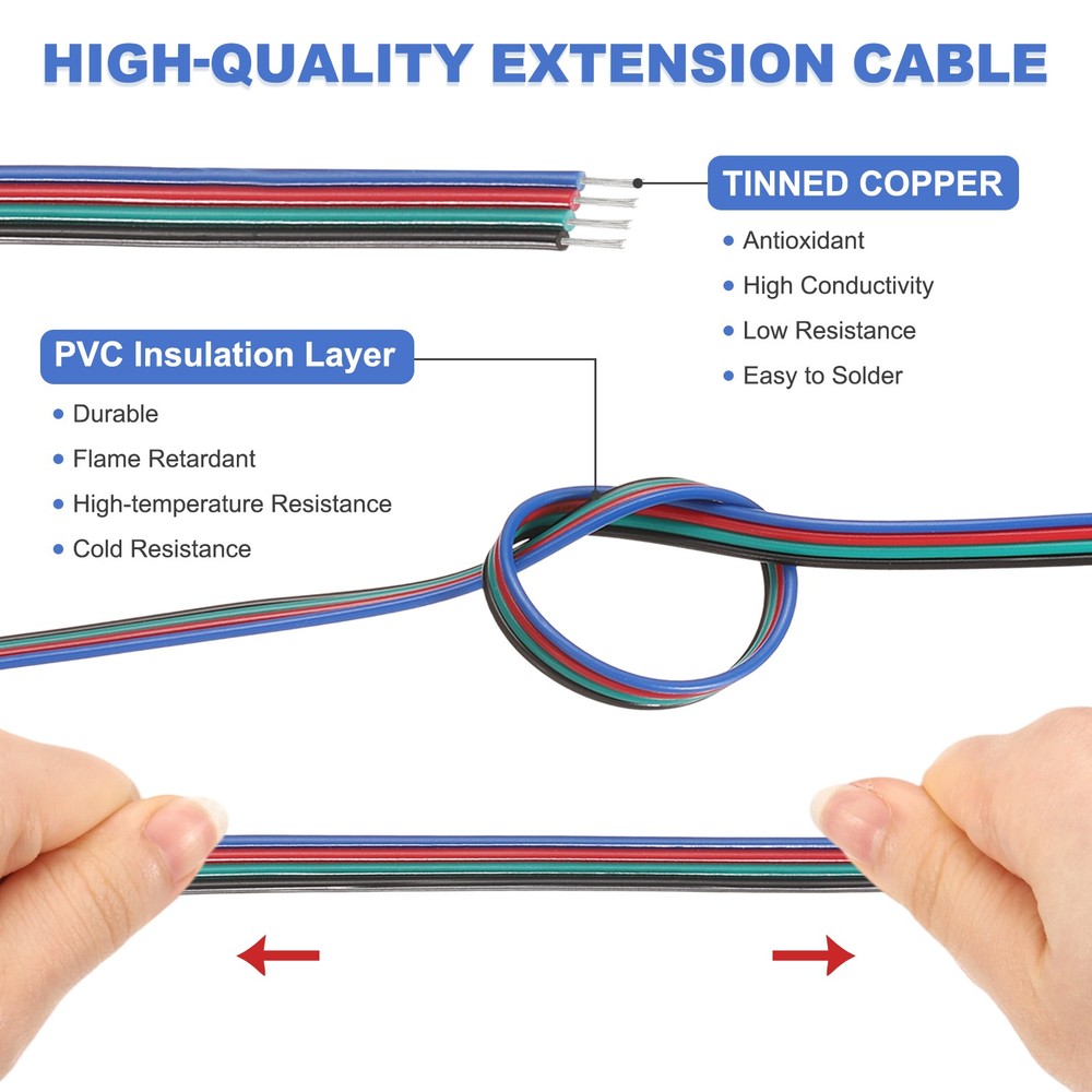 9.84ft 28 Gauge 4 Conductor Electrical Wire Tinned Copper Cable