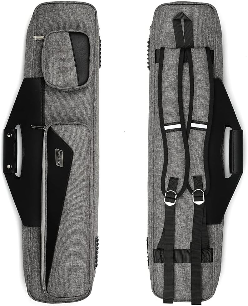 Multi-Compartment 4x4 Billiard Cue Case with Utility Pocket & Adjustable Straps