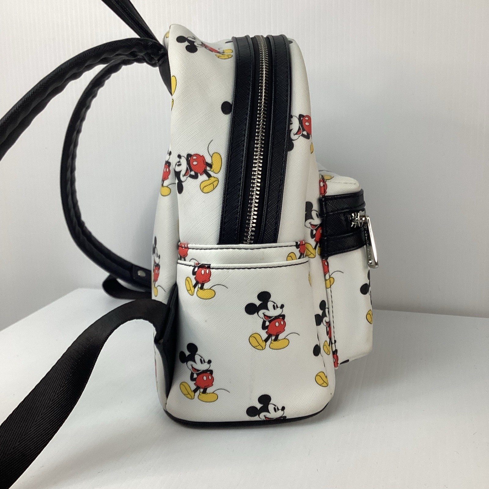 Loungefly Disney Parks Mini Backpack Bag Mickey Mouse All Over Print White Black