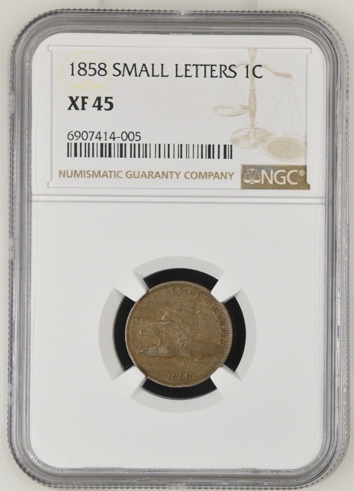 1858 Flying Eagle Cent Small Letters PCGS XF45
