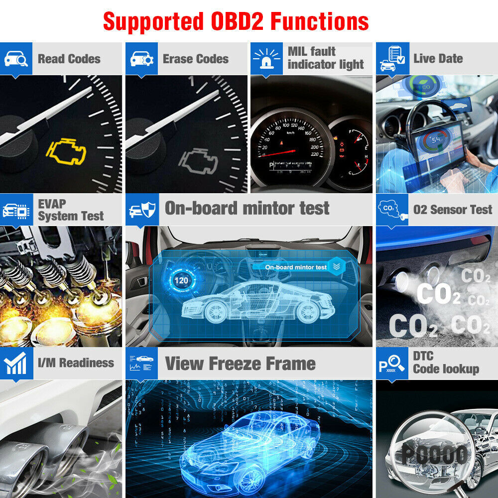 Check Engine OBD2 Scanner Transmission ABS SRS Code Reader Diagnostic Scan Tool