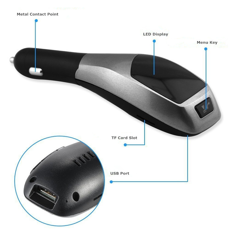 Bluetooth Car Kit FM Transmitter Wireless Radio Adapter USB Charger for iPhone 6