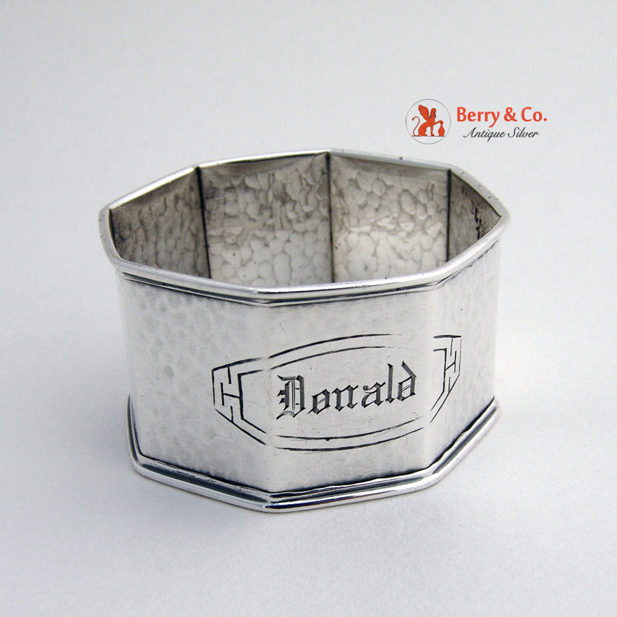 Octagonal Napkin Ring Sterling Silver Webster 1920